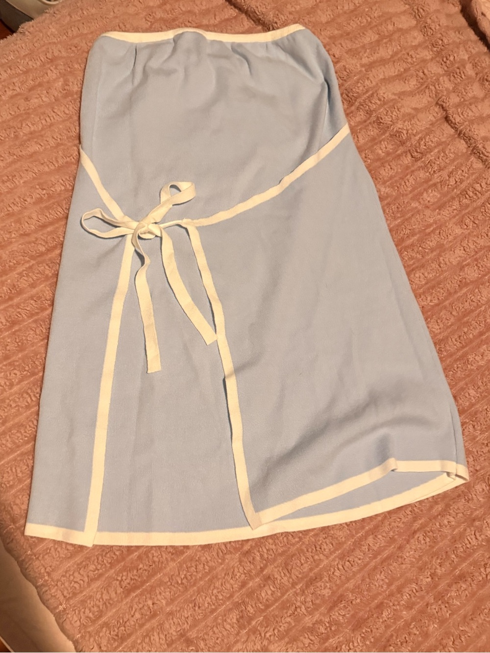 Blue Strapless Tie Waist Dress